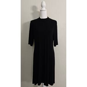 Apt. 9 Solid Black Ribbed Short Sleeve Dress